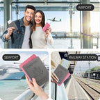Passport Holder For Women And Men,Passport Cover For Women And Men-Pink&Gray
