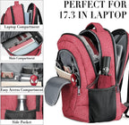 BIKROD Unisex Rose Laptop Backpack, Suitable for College Students, 17-inch Laptop Compartment, Spacious Interior, USB Charging Port, Anti-Theft Design, Comfortable Back Panel