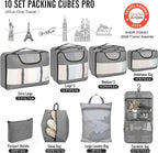 Veken 10 Set Packing Cubes for Travel Essential, Suitcase Organizer Bags in 4 Sizes, Carry-On Luggage Accessories with Large Laundry & Hanging Toiletry Bag, Must-Have for Airplane, Road Trip & Camping