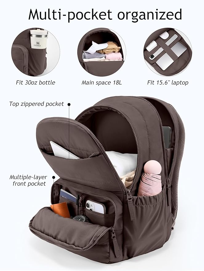 Uselike Travel Backpack for Women, 15.6 Inch Laptop Backpack, Quilted College Bookbag, Cute Work Backpacks, Water Resistant
