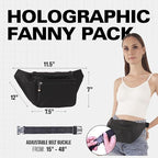 Black Fanny Pack Belt Bag I Mens Fanny Packs for Women Fashionable - Crossbody Bag Bum bag Waist Bag Waist Pack - Hands Free for Hiking, Halloween, Running, Travel, Waterproof and more