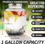 Zulay 1 Gallon/128oz Cold Brew Coffee Maker – Thick Glass Pitcher with Stainless Steel Filter, Lid & Spout – Large Mason Jar Container Dispenser - Iced Coffee & Sun Tea Brewer for Fridge – Silver