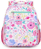 mibasies Kids Backpack for Girls: Girls Backpack 5-8 - Kindergarten Elementary School Bookbag for Girl - Flower Pink Turquoise