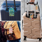 Rimilak 3 Pcs PU Leather Luggage Tags for Suitcase, Travel Cruise Luggage Tag with Privacy Flap, Name ID Label and Metal Loop for Women Men Baggage Handbag School Bag Backpack, Watercolor Flowers