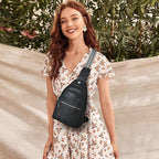 LATMAP Sling Bag For Women Faux Leather Small Casual Daypack Backpack Fanny Pack Crossbody Chest Bags Purse