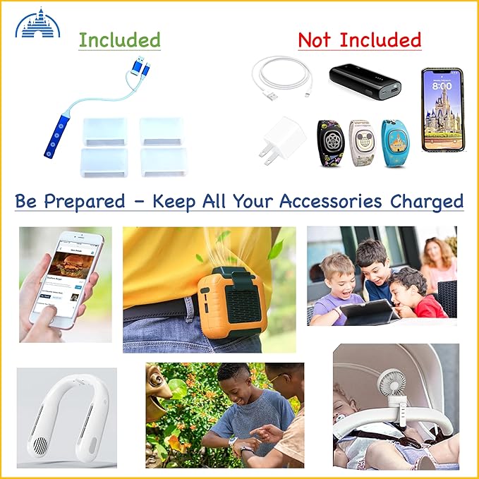 MultiCharger for MagicBand+, MagicBand + & Magic Band Compatible with FuelRod and Other External Battery. Disney World Accessories for Trip to Disneyland or Cruise (USB-A, 2-Pack)