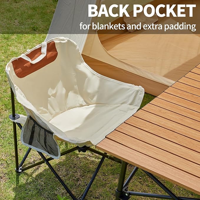 SHANQUAN 2 Pack Folding Camping Chair, Compact Camp Chair,Outdoor Lawn Portable Lightweight Backpacking Chair with Carrying Bag for Outdoor Camp,Travel,Beach,Picnic,Fishing, Hiking (Beige)