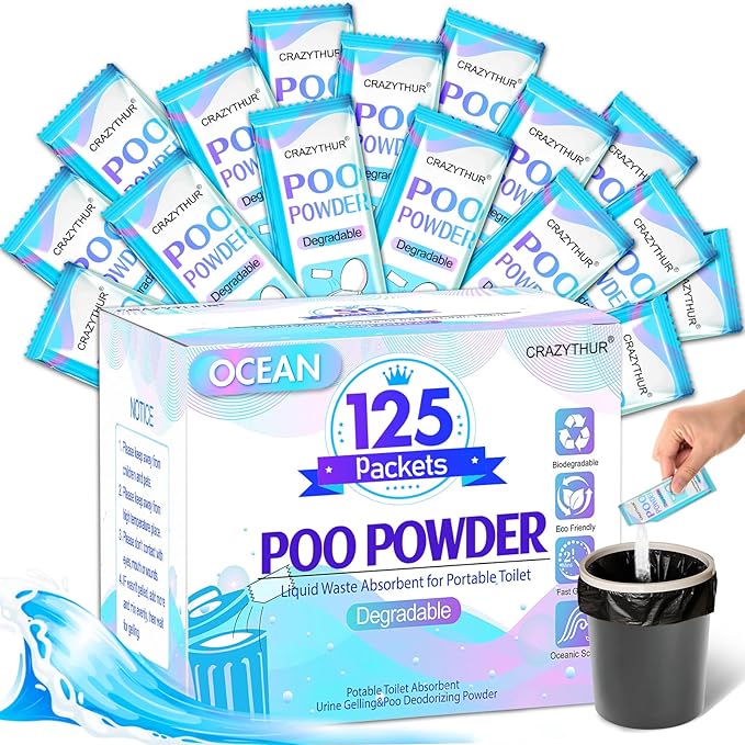 Portable Toilet Gel, Poo Powder for Portable Toilet, Camping Toilet Gel, Pee Powder, Portable Toilet Powder for Outdoor Camping and Hiking Toilet Gel Powder
