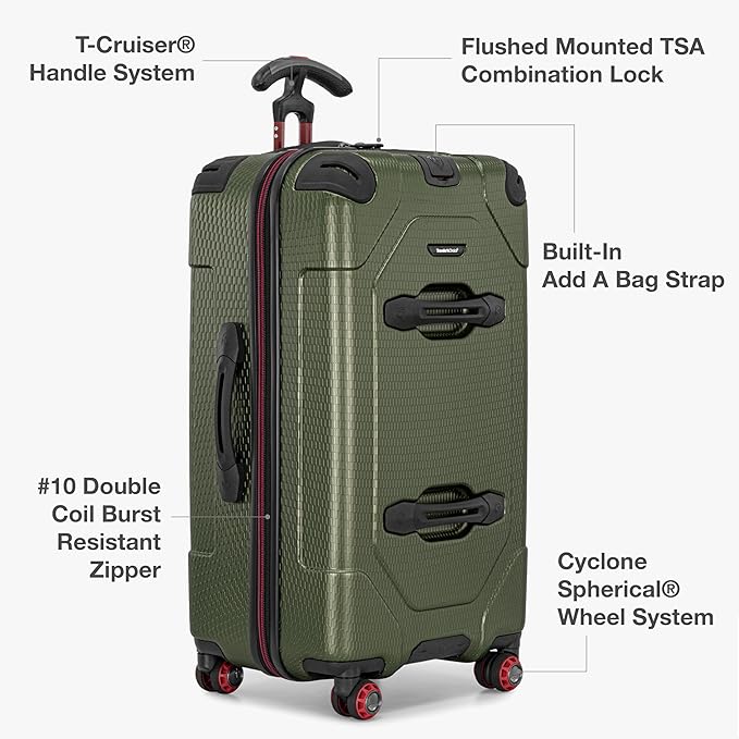 Traveler's Choice Maxporter II Polycarbonate Hardside Trunk with Spinner Wheels, Green, 28-Inch Medium Trunk