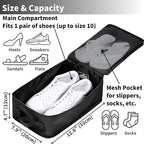 tianzong Travel Shoe Bag with Handle Holds 2 Pairs of Shoes, Shoe Packing Cubes for Travel (Black, 2 Pack)