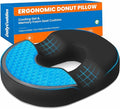 Donut Pillow for Tailbone Pain, Hemorrhoids - Cooling Gel Memory Foam Chair Seat Cushion for Office, Home & Wheelchair, Ergonomic Chair Pad for Pregnancy, Sciatica, Coccyx (Large, Black)