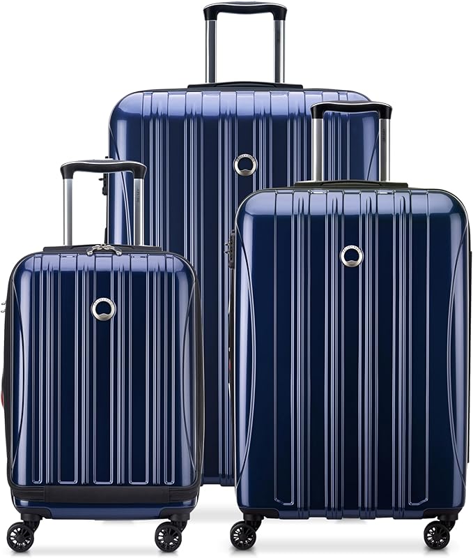 DELSEY PARIS Helium Aero Hardside Expandable Luggage with Spinner Wheels, Blue Cobalt, 3-Piece Set (19/24/28)