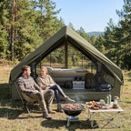 VINGLI Inflatable Camping Tent, All-Weather Inflatable Hot Tents with Stove Jack, Blow Up Tent for Camping with Mesh Doors & Windows, Inflatable Air Tents for Camping Adult