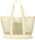 KALIDI Upgrade Version Beach Mesh Tote Bag MAX 27L Large capacity,Shoulder Bag Nylon Hobo Women Casual Foldable Beach Picnic
