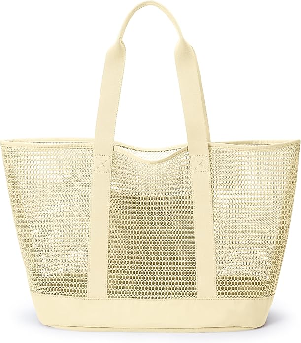 KALIDI Upgrade Version Beach Mesh Tote Bag MAX 27L Large capacity,Shoulder Bag Nylon Hobo Women Casual Foldable Beach Picnic
