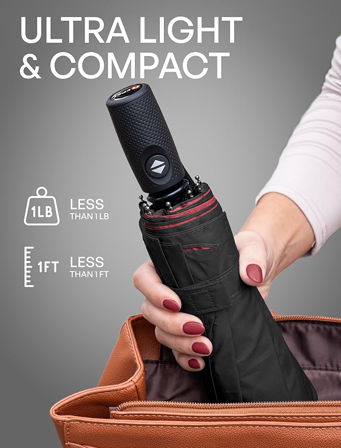 Repel Windproof Travel Umbrella - Compact & Withstands Winds up to 100MPH , Strongest Premium Auto Folding Umbrella for Rain and Sun - Durable, Light & Portable for Women & Men , Fits Backpack & Cars