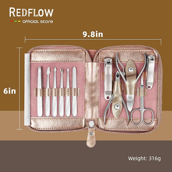 Manicure Set 11 in 1 Stainless Steel Nail Clippers for Men，Manicure Kit for Women，Nail Grooming Kit，Nail Clipper Set，Personal Care Tools（Champagne Colour）