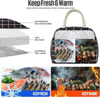 douyadady Lunch Bag Women/Men Lunch Box Women/Men (Black+Pink Blocks)