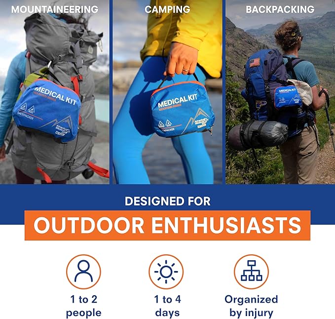 Adventure Medical Kits Mountain Series, Backpacker Medical Kit - 96 Pieces, blue/orange, one size (0100-1003)