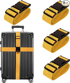 Luggage Straps for Suitcases TSA Approved Travel Belt 8 Pack by Chelmon (Yellow)