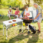 Folding Camping Table with Storage Net,3ft Portable Aluminum Folding Table with 3 Adjustable Height Max 27.3 Inch for Outdoor Backyard BBQ Picnic Cooking Tents Beach Indoor Bedroom（Silver）