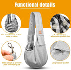 Tomkas Small Dog Cat Sling Carrier Puppy Purse Travel Wrap Soft Crossbody Pet Bag (Grey, M - Zip Pocket & Classic Strap)