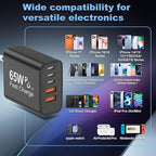 USB C Charger Block, 2-Pack 65W 6-Port USB C Wall Charger iPhone Charger Fast Charging PD Power Adapter+QC Wall Plug Multiport Type C Brick Chargers for iPhone 17 16 15 14 13 12 11 Pro Max XS，Black