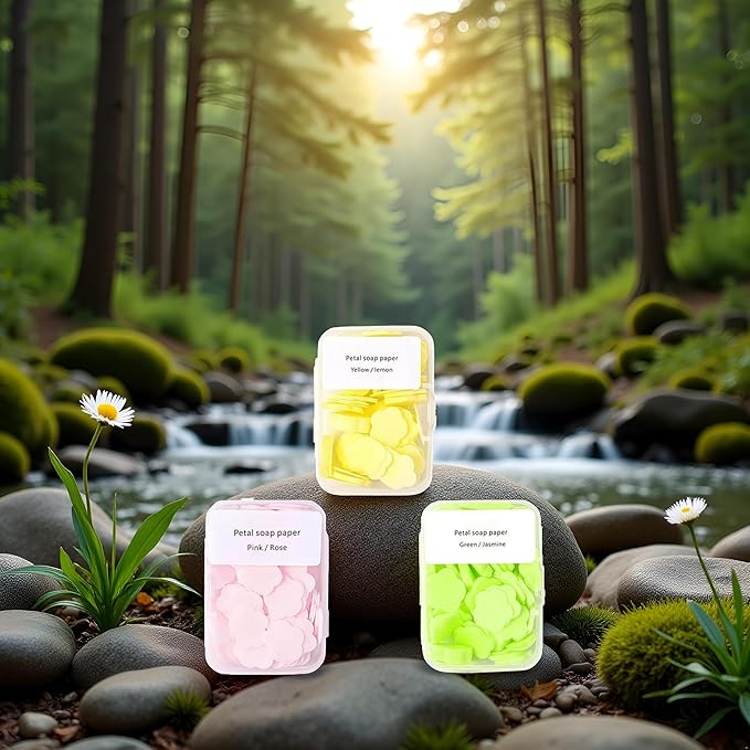 300pcs Portable Hand Washing Soap Sheets, Scented Mini Soap Sheets, Paper Soap for Travel,Disposable Soluble Soap for Outdoor Travel, Camping, Hiking