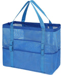 Fammart Mesh Beach Bag, Large Beach Tote with Zipper Pocket, Toys Pool Bag for Family Travel Vacation Cruise Essentials
