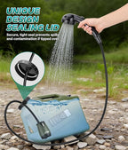 Portable Shower for Camping with 5-Gallon Water Jug, 6000mAh Rechargeable Outdoor Camping Shower Kit, IPX8 Waterproof Pump, Easy to Store for Hiking, Beach, 5-Mode Shower Head