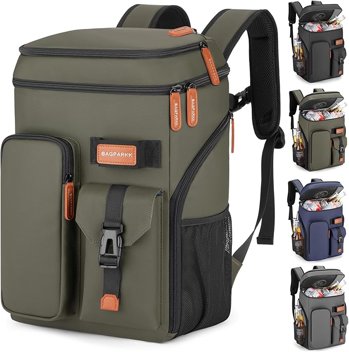 BAGPARKK Insulated Cooler Backpack,33/45 Cans Multifunctional Double Deck Leakproof Cooler Bag with Sternum Strap,Large Capacity Lightweight Travel Camping Beach Backpack