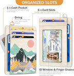 Yonlevres Credit Card Holder Slim Wallet, Sunrise Mountain RFID Wallet Women Front Pocket Card Holder Travel Thin Small Cute ID Window PU Leather RFID Blocking Case Organizer