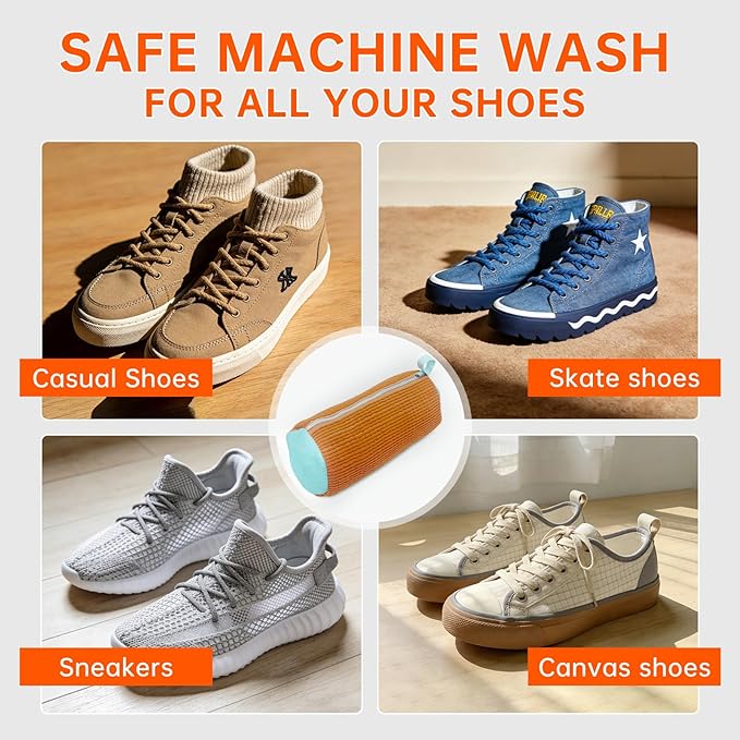2PCS Shoes Washing Machine Bags, Laundry Shoe Bag for Washer and Dryer, Reusable and Durable Zipper Sneaker Shoe Washing Bag, Tennis Shoes Cleaning Bag for All Shoe Types (Chocolate)