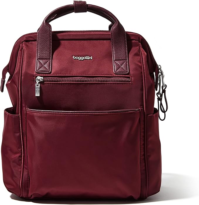 Baggallini Soho Backpack - Travel Laptop Backpack for Women - Lightweight Water-Resistant Luggage Bag, Dark Cherry