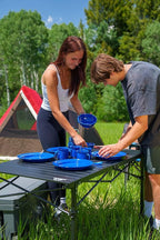 MOUNTAIN SUMMIT GEAR Heavy-Duty Roll-Top Table for Camping - Portable Aluminum-Top Folding Table with Steel Frame by Caddis Sports (Medium)