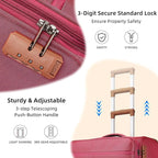 Softsied Suitcases 4 Piece Luggage, Polyester with Spinner Wheels and Lock, Suitable for Carrying Around and for Travel, Unisex, Rose Red
