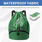 JELUTAR Drawstring Backpack Gym Bag with Shoes Compartment for Soccer, Basketball, Swim, Water-Resistant String Backpack Beach Cinch for Women Men, Dark Green, Medium