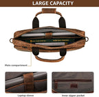 LEATHER VILLAGE 16" Leather Laptop Messenger Briefcase Bag for Men-Leather Satchel for Travel and Office Shoulder Bag- Sun Tan Brown