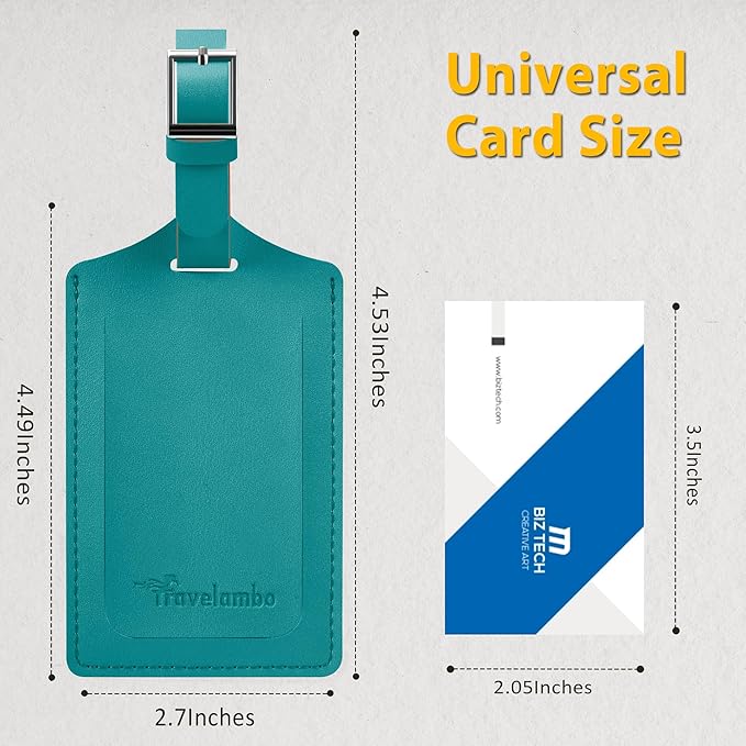 Travelambo Luggage Tags for Suitcases PU Leather Travel Tags Bag Tags Privacy Protection Travel Essentials