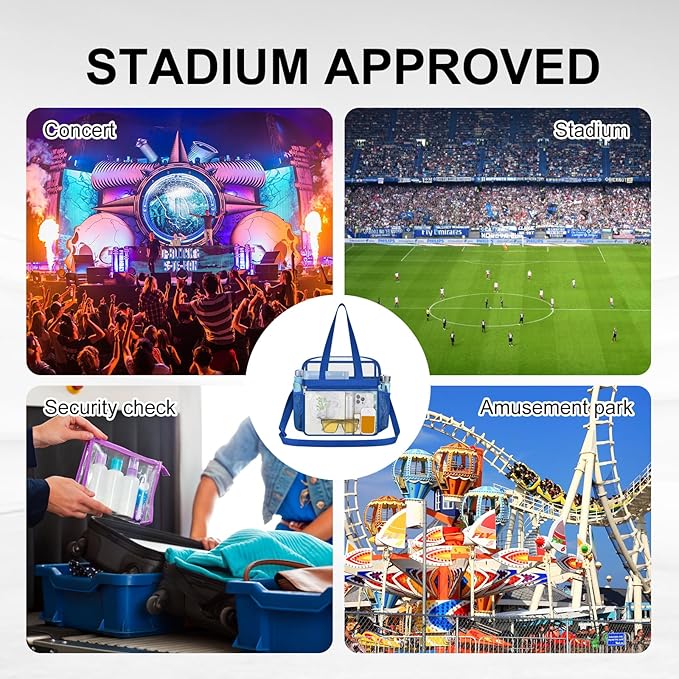 USPECLARE Clear Bag for Stadium Events,Transparent Bag for Work Sports Games Concerts Travel Gym