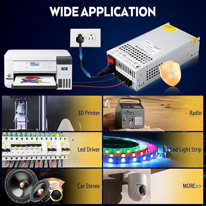 VAYALT 24V 50A 1200W DC Switching Power Supply, Universal Regulated Switching AC 110V/220V to DC 24V Transformer, 24V Power Supply for Industrial, CCTV, Computer Project, 3D Printer, LED Strip Light
