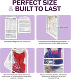Clear Garment Bags for Dance Costumes 3-Pack, Gusseted, Regular-Size, Side Zipper Entry, Storage Pockets for Accessories, 37”x18”x3”, Dream Duffel