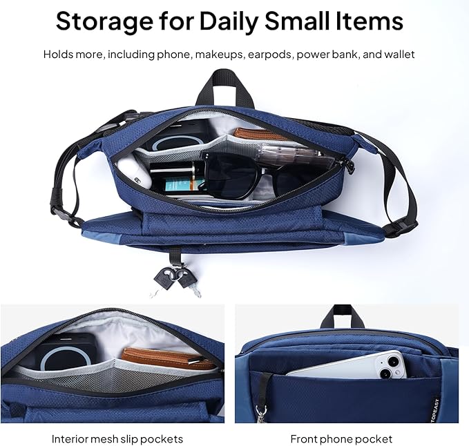 TOPEAST Waist Pack 4L Large Capacity Fanny Pack with Hidden Water Bottle Pocket, Water Resistant Crossbody Sling Bag for Men Women, Adjustable Belt Bag for Hiking Running Travel Cycling