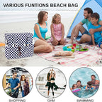 Bluboon Waterproof Beach Tote Pool Bags for Women Ladies Extra Large Carry On Bag With Wet Compartment for Weekender Travel