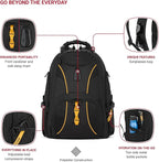 SWISSGEAR 1900 ScanSmart TSA Laptop Backpack Fits 17 Inch Laptop with RFID Protection and Tablet Pocket, Black/Gold, 19-Inch