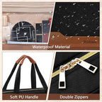 Wedama Toiletry Bag for Women, Hanging Travel Toiletry Bag with Jewelry Organizer Compartment Medium Makeup Bag, PVC Waterproof Cosmetic Travel Bag Trips Camping Bathroom, Black+Brown