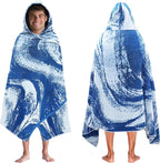 COTTON CRAFT Hooded Beach Towel – Oversized 39 x 68 Towel with Hood for Adults - Summer Wave - 100% Cotton Velour Terry Jacquard Towel - Pool Bath Wrap - 450 GSM - Soft Absorbent Quick Dry – Blue