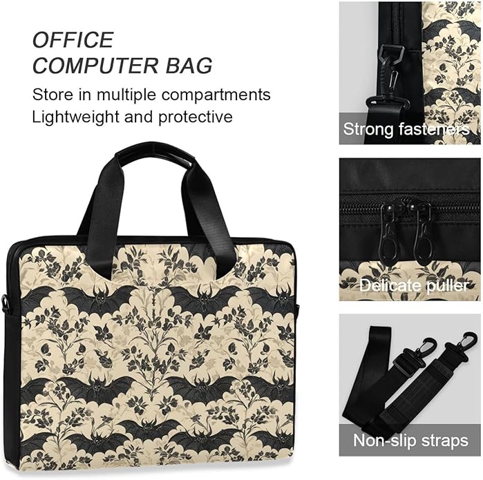 MNSRUU Laptop Bag for 15.6 inch Black Gothic Bats