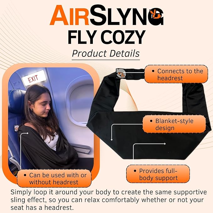 The Slyng-Premium Travel Blanket System – Airplane Sleep Support, Blanket Body Sling for Deep Sleep | Ultra-Soft, Breathable, Compact Carry-On Travel Essential for Long Flights and Car Road Trips
