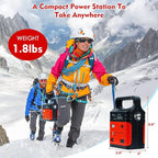 Solar Generator - Portable Power Station for Emergency Power Supply,Portable Generators for Camping,Home Use&Outdoor,Solar Powered Generator With Panel Including 3 Sets LED Light (Red Color)